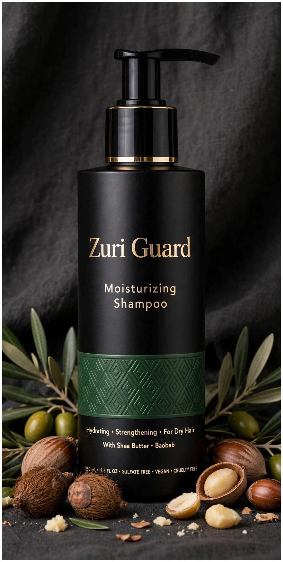 ZURI GUARD product photography with baobab editorial styling